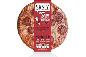SRSLY Low Carb Double Pepperoni Pizza 9 Inch Multipack of 3 | Keto Low Carb Low Sugar High Protein Halal | Crispy Base Full Flavour Toppings Ready to Bake | Fresh Frozen Pizza Multipack