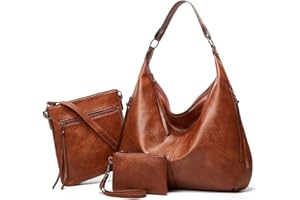 Pahajim Bolsos de Mujer Bandolera Mujer Bolso Hobo PU Piel Bolso Grande Tote de Hombro Conjunto de Bolso y Cartera 3pcs para Shopper,Trabajo