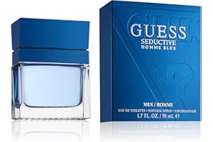 GUESS Seductive Blue, Eau de Toilette para Hombre, Perfume Oriental Amaderado, Fragancia Fresca y Especiada, Larga Duración, 50 ml