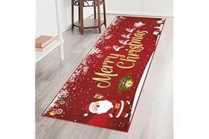 Famibay Christmas Carpet Runner Non Slip Long Hallway Rug Narrow Rug Rubber Backed Washable Area Rug Runner Christmas Floor Mat for Entryway Kitchen Living Room