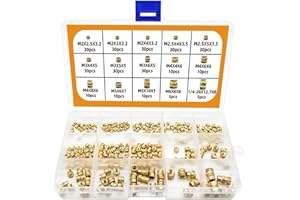 DOTTALL Lot de 300 écrous filetés M2 M2.5 M3 M4 M5 M6 en laiton - Filetage intérieur - Écrous moletés avec boîte de rangement pour pièces en plastique par chauffage ou ultrasons dans imprimante 3D