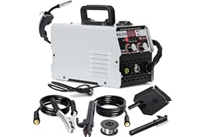 BLODFUNE MIG Welder, 220V 250A 3-in-1 Multiprocess Gasless Welder with LED Display, Flux Core MIG/ARC/TIG Welding Machine with Torch and Wire，Ideal for Beginners