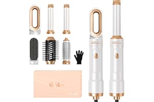 ‎UKLISS 6 IN 1 Air Styler set, 2024 Negativ Ionen Haartrockner mit Warmluftbürste, Rundbürstenföhn, Airflow Lockenstab Automatisch, Haarglätter Bürste, für Trocknen, Glätten, Volumen, Locken