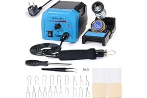 YIHUA 939-II Brandmalerei stift lötkolben set Holzgravur-Bastelset mit einstellbarer Temperatur Holzbrenner Stift, Softgrip-Holzverbrennungsstift, 20 Drahtfedern, 4 Holzstücke für Holz (EU Plug)