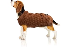 Bella & Balu Maglione per cani con motivo a treccia – XS marrone | Maglione per cani con freddo, caldo e morbido per alta qualità 100% cotone