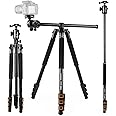 Andoer 200cm/78.7in Camera Tripod Stand, 4-section Extendable Aluminum Alloy Camera Tripod Stand with 360° Ball Head, Max Load 8kg/17.6lbs, Horizontal Tripod for DSLR ILDC Cameras