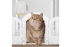 aleawol Groß Katzentür Innentür Katzentüren für Innentüren mit Doppeltürkonstruktion, Französische Innentür ohne Klappe für Katzen und Kleiner Hund Innen-Außen Tür und Wand