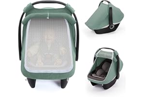 ZGGZHEIM Capote Universelle Cosy Bébé 2 en 1, Pare Soleil UPF 50+ pour Siège Auto et Moustiquaire Anti-Insectes avec Fenêtre Zippée, Tissu Muslin Respirant, pour Cosy Maxi Cosi, Cybex, Poussette Bébé (vert)