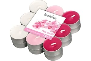 Bolsius True Moods & True Scents - Velas de té con Fragancia de orquídea Rosa, Paquete de 18 Unidades, Multicolor, Larga duración de combustión de 4 Horas, Vela para el hogar, decoración de
