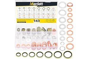Mardatt 143Pcs Öl Drain Plug Dichtung Kit, Aluminium, Kupfer, Metall/Gummi Öl Drain Plug Crush Unterlegscheibe Dichtung Dichtung Kompatibel mit Jeep GM Ford Toyota M10 M11 M12 M14 M18 M20 M22