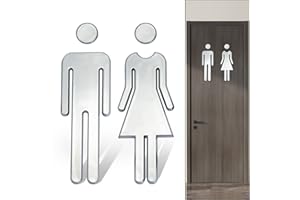 DREAMARK Inodoro - Placa de inodoro para baño, 1 par de portamatrículas de inodoro, adhesivas, señalización con símbolo para hombre y mujer, placas de baño (plateada(20 cm))