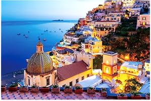 MOJIGE Jigsaw Puzzles for Adults 1000 Piece Jigsaw Puzzles for Adults Educational Game Challenge Toy 1000 Pieces Puzzles for Adults Kids.Educational Games Home Decoration.Theme:Positano Night View