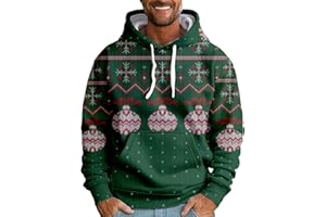 uxxnjfg Weihnachtshoodie Herren Warm Lustig Weihnachtsoutfit Familie Winterpullover Weihnachtspulli Rentier Kuschel Hoodie Fleecepullover