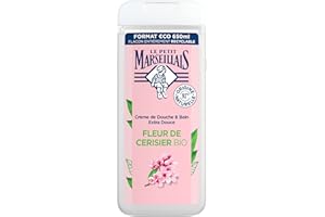 Le Petit Marseillais | Crème de Douche & Bain Extra Douce Fleur de Cerisier Bio (flacon de 650 ml) – Gel douche avec 92% d'ingrédients d'origine naturelle – pH neutre pour la peau et sans colorant