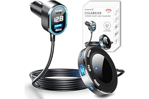 ‎FEEGAR F Ładowarka samochodowa Feegar CigaRear 116W, 5X USB QC 3.0 PD 30W, adapter do zapalniczki samochodowej 12V/24V rozdzielacz samochodowy LED wskaźnik napięcia do telefonu tabletu kamera samochodowa GPS