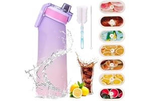 SuperUvistare Gourde Bouteille Aromatisées 700ML avec 7 Parfums Différents, Bouteille Sport Parfumée, Sans BPA, 0 Sucres, avec Paille et Brosse de Nettoyage, Rosa