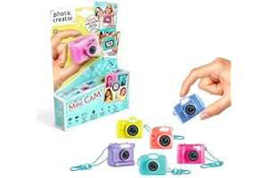 CANAL TOYS Photo Creator Mini Cam Digital Camera – Compact Keychain Camera for Kids – Take Photos and Videos on the Go with LCD Screen, 1GB SD Card, Rechargeable Battery – 6 Colours, Style May Vary