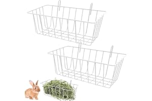 HunicandIU Comedero para heno de conejo, 2 unidades, metal, conejillo de indias, chinchilla, conejo, fácil instalación, limpieza conveniente, capacidad generosa, sin bordes puntiagudos