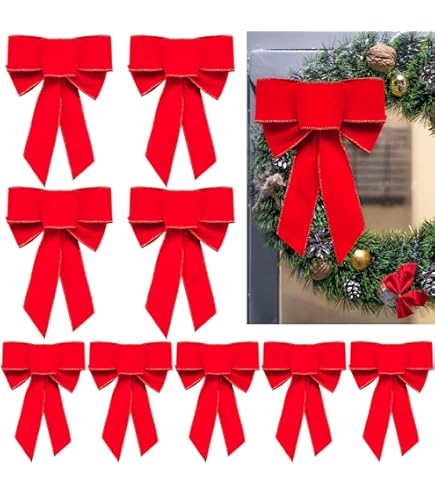 Kerstdecoratie - Grote Kerststrikken -Fluwelen Rode Krans Strik voor Kerstmis Decor - Glitter Kerstboom Strik voor voordeur Indoor Outdoor Wall Tree Topper Decoratie