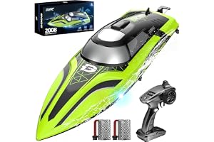 DEERC 14-tums höghastighet RC-båt, 20+ MPH, automatisk självkorrigering, 2 batterier