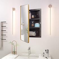 Zenith - Armadietto per medicina a specchio smussato, in alluminio, 38 x 66 cm, senza cornice