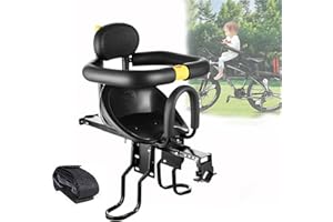 Qearal Siège de vélo avant pour enfant, pour VTT, vélo de ville, vélo pliant, siège avant avec grille de sécurité pour enfants de 8 mois à 6 ans