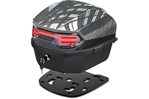 ‎LESANM LESANM 35L Motorrad Topcase, Motorrad Daily Tail Box Trunk Lockable Storage Carrier Kunststoffkoffer für Helm Gepäck, Wasserdicht Motorrad Top Box für Roller, Motorrad, Scooter, Mofa -Dunkelgrau