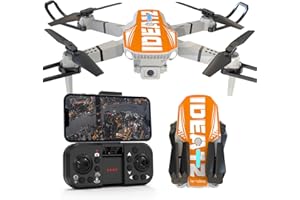 LE-IDEA Pieghevole Drone con Telecamera 1080P per Adulti, IDEA12 Mini Drone con Doppia Telecamera, Posizionamento Flusso Ottico, Modalità Senza Testa, RC Quadcopter per Principianti Adulti (Arancione)