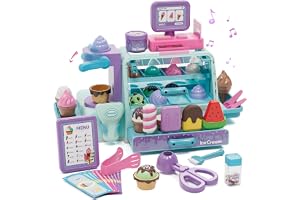 Lehoo Castle Ice Cream Toy, Kitchen Food Toys for 4 Year Old Girls | Ice Cream Counter Shop Playset for Kids, Ice, Scoop, Musical & Sounds Gifts for Girls 3 4 5 6 Year Old