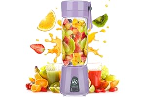 Botella Licuadora Portátil, Bestcool 400ml Mini Licuadora Mezclador de Frutas Recargable Botella Licuadora de frutas Frescos para Batidos de Leche de Frutas Regalo para Casa Viaje Exterior (Púrpura)