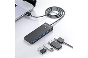 SAN ZANG MASTER SANZANG Hub USB, 4 porte USB 3.0 con cavo da 100 cm, hub dati USB ultra sottile Super Speed per MacBook, Mac Pro/Mini, iMac, Surface Pro, XPS, laptop, USB Flash Drives, HDD mobile e molto altro ancora