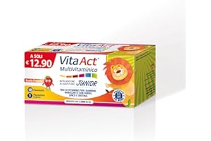 LINEA ACT Vita Act Multivitaminico Junior, Integratore Alimentare per Bambini con Vitamina C, Vitamine B2, Vitamina B12, Zinco e Ferro, Gusto Fragola - 1 Confezione da 10 Flaconcini