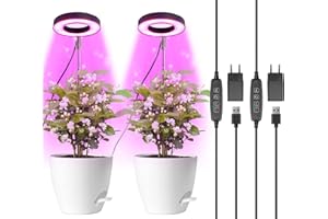 Qoolife Pflanzenlampe Led Vollspektrum, Grow Light für Zimmerpflanzen, Höhenverstellbare pflanzenlicht mit 3/9/12H Auto-Timer, 10 Helligkeits & 3 Lichter Modi, Ideal für Kleine Pflanzen (2 Stück)