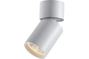 FOOC Foco LED Lámpara de pared de techo moderna 15W Vertical Horizontal girada, ø60mm 36° para sala de estar Oficina Comercial Habitación infantil Cocina, Blanco