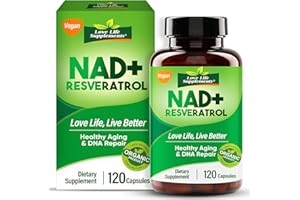 DASHR NAD+ Resveratrol Ergänzung, 1000MG Vegetarische Kapseln, 120 Weichkapseln, Steigert Energie und Verbessert den Stoffwechsel