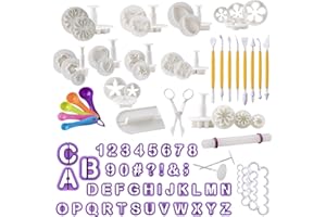 Int!rend Cortadores Fondant para Decoracion de Tartas - 94 Moldes de Letras, Numeros y Formas - Molde Foundant para Profesionales y Principiantes - Kit Galletas y Reposteria