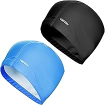 Lot De 2 Bonnets De Bain En Polyester - Confortables, Extensibles, Pour Cheveux Longs - Idéal Piscine, Plage, Sports Nautiques
