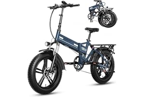 HiQiS Bicicletta Elettrica Pieghevole, 20"×4.0" Fat Tire 7 Velocità, Rimovibile 48V 15AH Batteria, Autonomia di 50-100 KM, Doppia Sospensione, All Terreno Ebike per Adulto