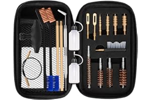 BOOSTEADY Kit Pulizia Universale per Pistole, Set Manutenzione per Calibri .22, .357, .38, 9mm, .45 - Spazzole in Bronzo, Adattatori in Ottone