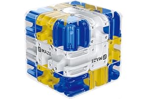RUNPEAK Large Labyrinth 3D Puzzle Maze Cube – 8.5 cm Edge Length Labrynth Puzzle Game with 6-Side Challenge, Brain Teaser Puzzles for Adults & Kids, Fidget Toy for Stress Relief, Logic Training Focus (Blue)