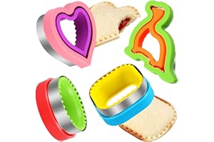 Sandwich Cutters for Kids Lunch, Breakfast Crustless Sandwich Maker | Sandwich Cutter and Sealer Variety Cookie Cutters Bread Decruster School Lunch Bento Box Accessories for Kids Children