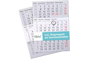 Timr Remplaçant Calendrier 2026 et 2027 avec anneau I Magnétique I Pour calendrier de table en acier inoxydable brossé I Idée cadeau pour amis et famille I tr306