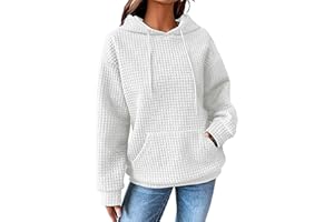 YloveM Damska bluza z kapturem, gofry z kieszeniami, ciepła bluza z długim rękawem, na zimę, jesień,