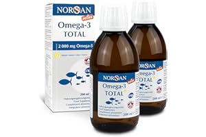 ‎NORSAN NORSAN TOTAL Lemon Online Premium Omega Fish Oil High Dose with 2,000 mg Omega 3 per Serving - Omega Oil with EPA & DHA - Premium Oil with 800 IU Vitamin D3 - Pack of 2 (2 x 200 ml)