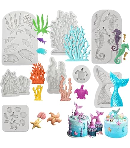 Stampo Silicone Tema Oceano – Forme Granchio, Lisca Di Pesce E Tonno – Antiaderente Per Torte, Cioccolato E Caramelle Fai Da Te