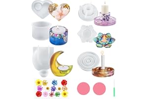 YUTUY Bougeoir en Résine époxy,6 Pièces Moule en Silicone pour bougeoir,DIY Bougeoir Moule en Silicone,Un paquet de matériaux de fleurs séchées,pour Bougeoir,Photophore,Décoration de Table