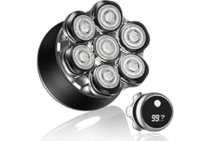 RUSHMORE ROSE USA Rasoir Electriques Hommes, 7D Rasoir Tete Chauve Homme, Tête Magnétique Tondeuse Barbe Homme, Tondeuse à cheveux portable étanche sèche/humide, avec écran LED