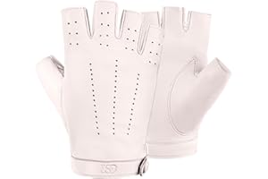 GSG SINCE 1998 Womens Fingerless Leather Gloves Unlined Sheepskin Genuine Leather Half-Finger Driving Gloves W200103