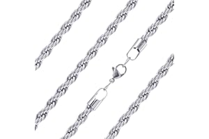 Ardú Mens Rope Chain | Plain Silver, Heavy Jewellery for Men | Gift Necklace Ideas for Husband, Dad, Brother or Friends
