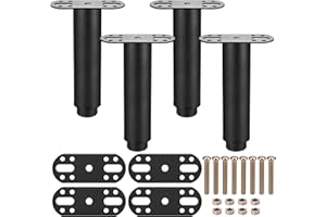 HMKESOTERIC 4 Stück Bettfüße Metall, Höhenverstellbare Bettbeine, Stützen Höhenverstellbar, Einziehbar Lattenstützbein für Möbelfüße Schrank Sofa Lattenroste Bettgestell Bettstützbeine Möbelstützfüße, 15-25cm